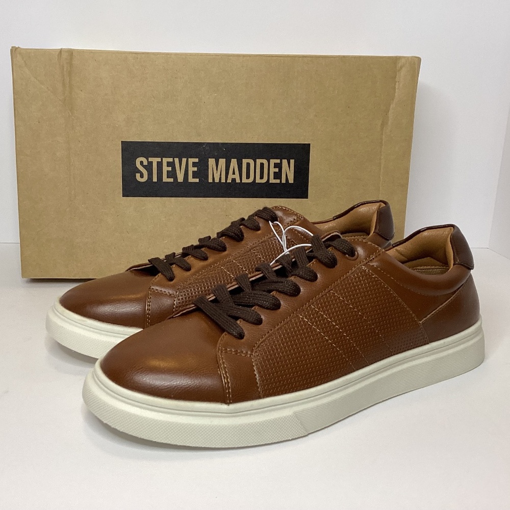Steve Madden P-Spruce Men’s Court Sneaker Size 8 Cognac, New